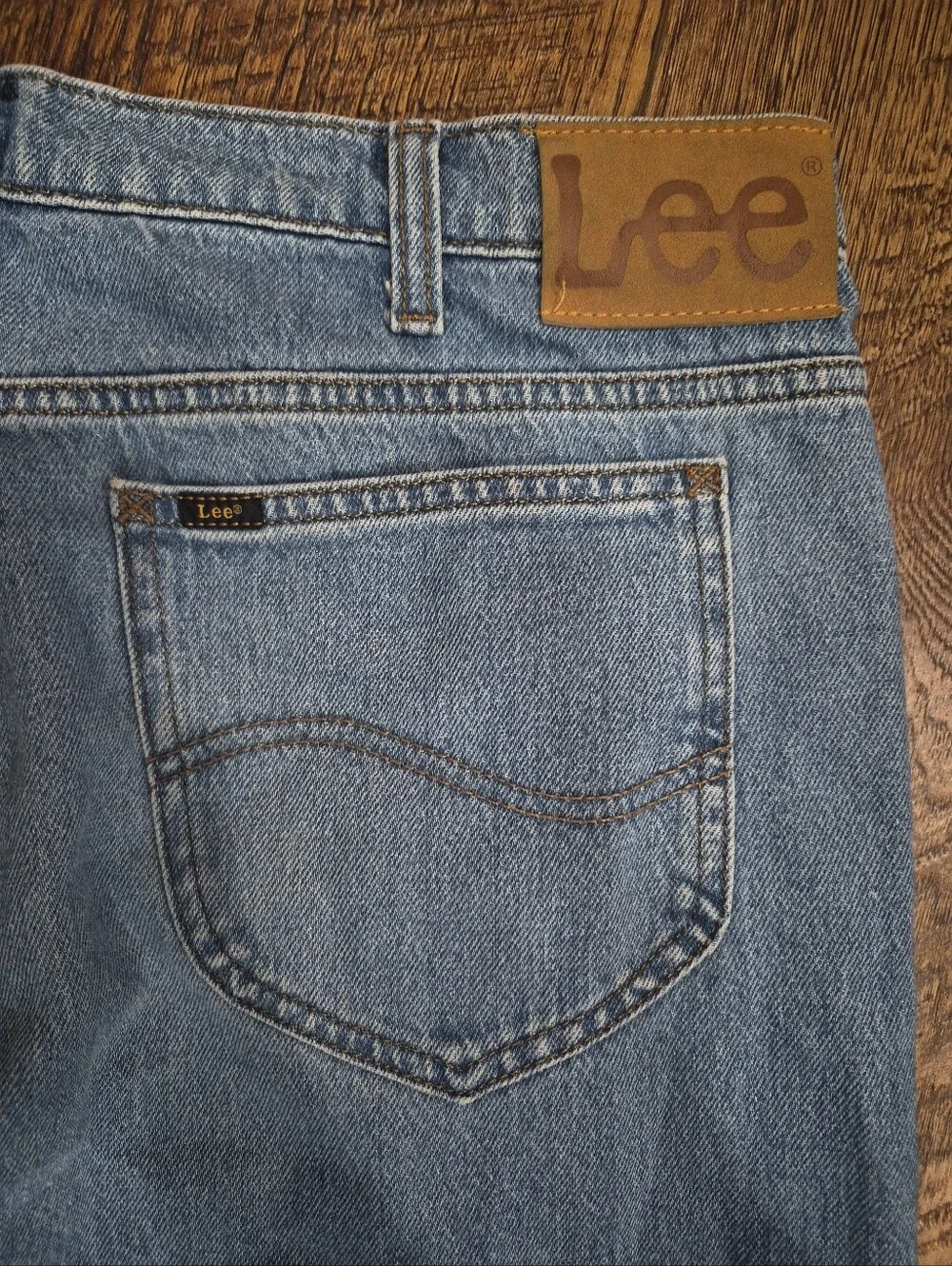 Men's Lee Rider Slim Fit Jeans Denim Worker Light Blue Wash Size 38 X 32
